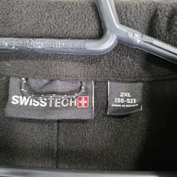 Mens Black Swiss Tech Softshell Jacket Fleece Lined Full Zip Long Sleeve 2XL - Picture 5 of 9